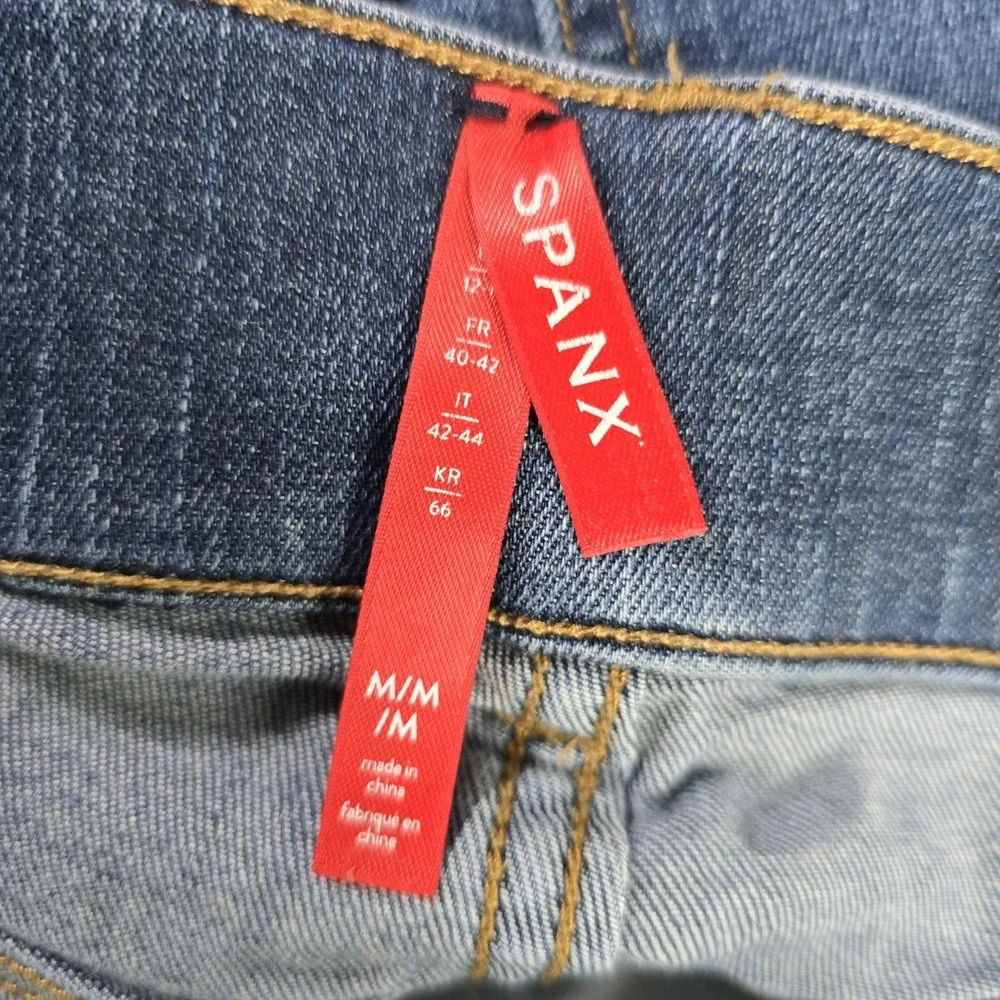 Spanx High Rise Size M Ankle Skinny Denim Dark Wash Pull On Stretch Jeans